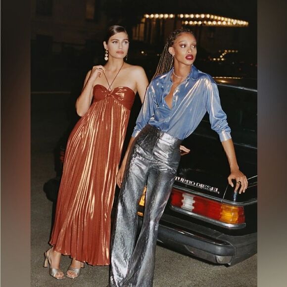 Anthropologie Plissé Halter Dress Size L - Picture 1 of 8